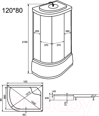 Душевая кабина OSK 3M-12R (120x80x215)