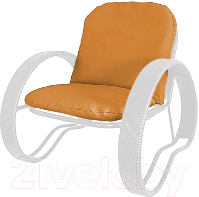 Кресло садовое M-Group Фасоль / 12370107 (белый ротанг/оранжевая подушка)