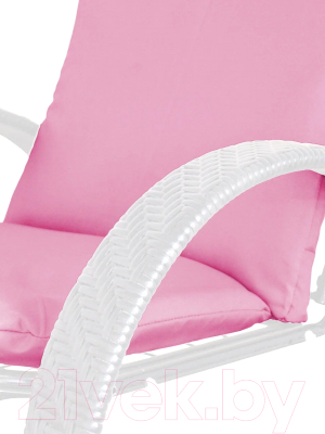 Кресло садовое M-Group Фасоль / 12370108 (белый ротанг/розовая подушка)