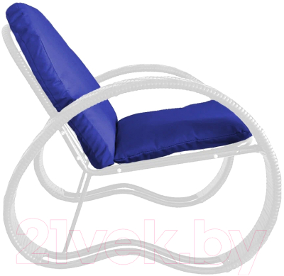 Кресло садовое M-Group Фасоль / 12370110 (белый ротанг/синяя подушка)