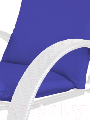 Кресло садовое M-Group Фасоль / 12370110 (белый ротанг/синяя подушка)