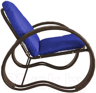 Кресло садовое M-Group Фасоль / 12370210 (коричневый ротанг/синяя подушка)