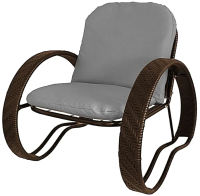 Кресло садовое M-Group Фасоль / 12370209 (коричневый ротанг/серая подушка) - 