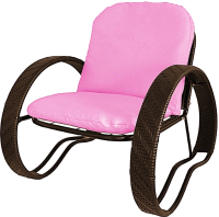 Кресло садовое M-Group Фасоль / 12370208 (коричневый ротанг/розовая подушка) - 