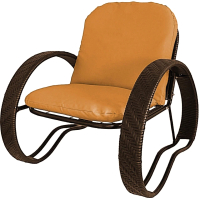 Кресло садовое M-Group Фасоль / 12370207 (коричневый ротанг/оранжевая подушка) - 