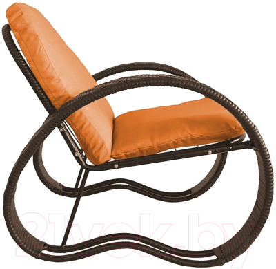 Кресло садовое M-Group Фасоль / 12370207 (коричневый ротанг/оранжевая подушка)