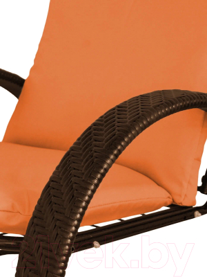 Кресло садовое M-Group Фасоль / 12370207 (коричневый ротанг/оранжевая подушка)