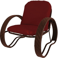 Кресло садовое M-Group Фасоль / 12370206 (коричневый ротанг/красная подушка) - 