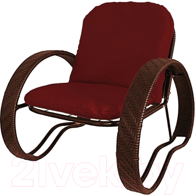 Кресло садовое M-Group Фасоль / 12370206 (коричневый ротанг/красная подушка)