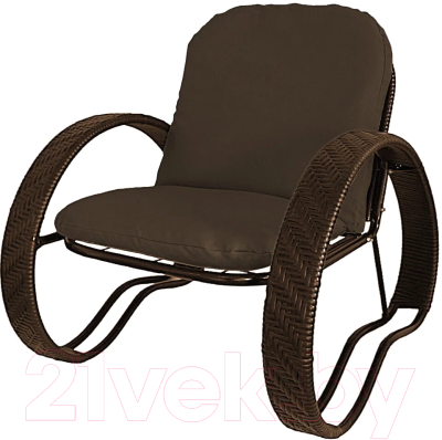 Кресло садовое M-Group Фасоль / 12370205 (коричневый ротанг/коричневая подушка)