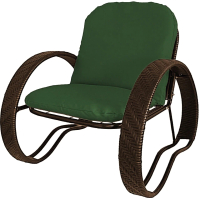 Кресло садовое M-Group Фасоль / 12370204 (коричневый ротанг/зеленая подушка) - 