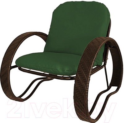 Кресло садовое M-Group Фасоль / 12370204 (коричневый ротанг/зеленая подушка)