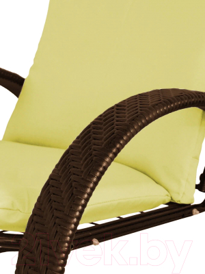 Кресло садовое M-Group Фасоль / 12370211 (коричневый ротанг/желтая подушка)