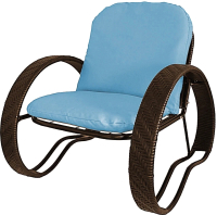 Кресло садовое M-Group Фасоль / 12370203 (коричневый ротанг/голубая подушка) - 