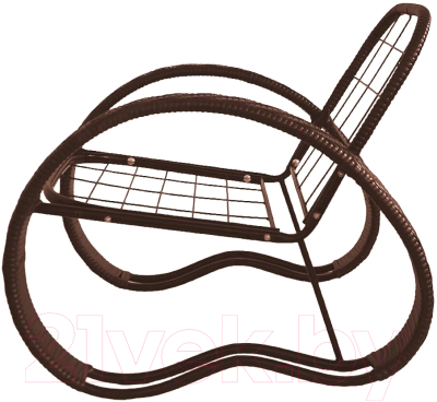 Кресло садовое M-Group Фасоль / 12370202 (коричневый ротанг/бордовая подушка)