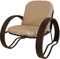 Кресло садовое M-Group Фасоль / 12370201 (коричневый ротанг/бежевая подушка) - 
