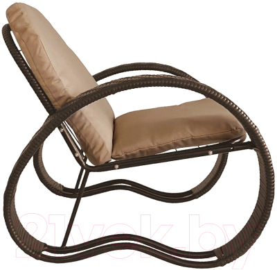 Кресло садовое M-Group Фасоль / 12370201 (коричневый ротанг/бежевая подушка)