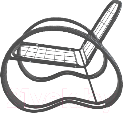 Кресло садовое M-Group Фасоль / 12370303 (серый ротанг/голубая подушка)