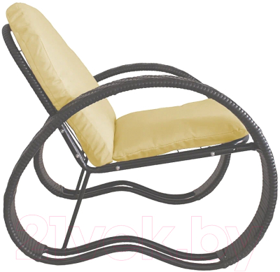 Кресло садовое M-Group Фасоль / 12370311 (серый ротанг/желтая подушка)