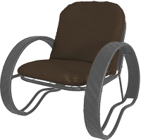 Кресло садовое M-Group Фасоль / 12370305 (серый ротанг/коричневая подушка) - 