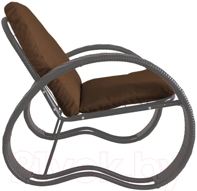 Кресло садовое M-Group Фасоль / 12370305 (серый ротанг/коричневая подушка)