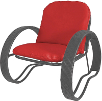Кресло садовое M-Group Фасоль / 12370306 (серый ротанг/красная подушка) - 
