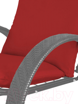 Кресло садовое M-Group Фасоль / 12370306 (серый ротанг/красная подушка)