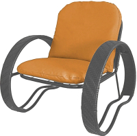 Кресло садовое M-Group Фасоль / 12370307 (серый ротанг/оранжевая подушка) - 