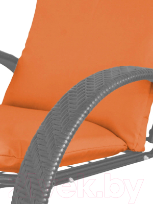 Кресло садовое M-Group Фасоль / 12370307 (серый ротанг/оранжевая подушка)