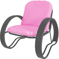 Кресло садовое M-Group Фасоль / 12370308 (серый ротанг/розовая подушка) - 