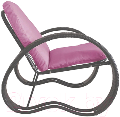 Кресло садовое M-Group Фасоль / 12370308 (серый ротанг/розовая подушка)