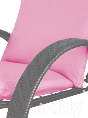 Кресло садовое M-Group Фасоль / 12370308 (серый ротанг/розовая подушка)