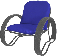 Кресло садовое M-Group Фасоль / 12370310 (серый ротанг/синяя подушка) - 