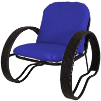 Кресло садовое M-Group Фасоль / 12370410 (черный ротанг/синяя подушка) - 