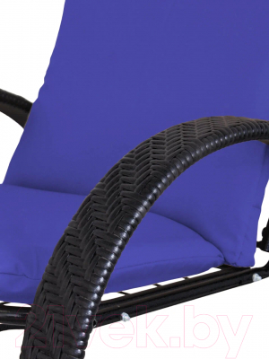 Кресло садовое M-Group Фасоль / 12370410 (черный ротанг/синяя подушка)