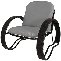 Кресло садовое M-Group Фасоль / 12370409 (черный ротанг/серая подушка) - 