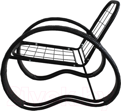Кресло садовое M-Group Фасоль / 12370409 (черный ротанг/серая подушка)