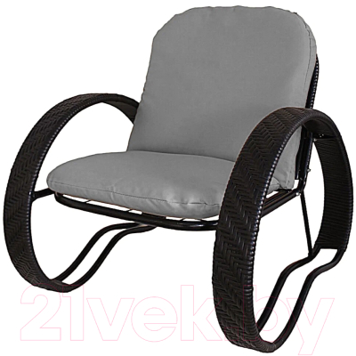 Кресло садовое M-Group Фасоль / 12370409 (черный ротанг/серая подушка)