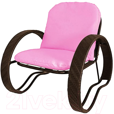 Кресло садовое M-Group Фасоль / 12370408 (черный ротанг/розовая подушка)