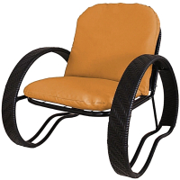 Кресло садовое M-Group Фасоль / 12370407 (черный ротанг/оранжевая подушка) - 