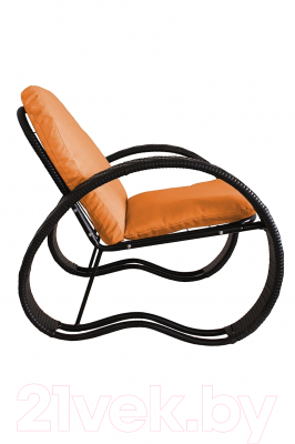 Кресло садовое M-Group Фасоль / 12370407 (черный ротанг/оранжевая подушка)