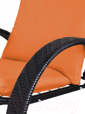 Кресло садовое M-Group Фасоль / 12370407 (черный ротанг/оранжевая подушка)