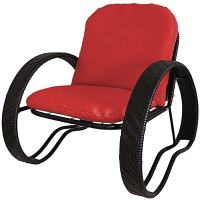 Кресло садовое M-Group Фасоль / 12370406 (черный ротанг/красная подушка) - 