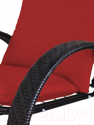 Кресло садовое M-Group Фасоль / 12370406 (черный ротанг/красная подушка)