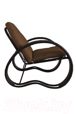 Кресло садовое M-Group Фасоль / 12370405 (черный ротанг/коичневая подушка)