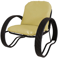 Кресло садовое M-Group Фасоль / 12370411 (черный ротанг/желтая подушка) - 
