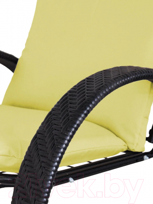 Кресло садовое M-Group Фасоль / 12370411 (черный ротанг/желтая подушка)