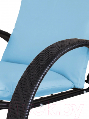Кресло садовое M-Group Фасоль / 12370403 (черный ротанг/голубая подушка)