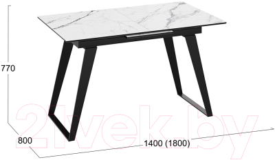 Обеденный стол ТриЯ Техно (черный муар/стекло глянцевое белый мрамор)