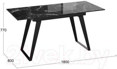 Обеденный стол ТриЯ Техно (черный муар/стекло глянцевое черный мрамор)